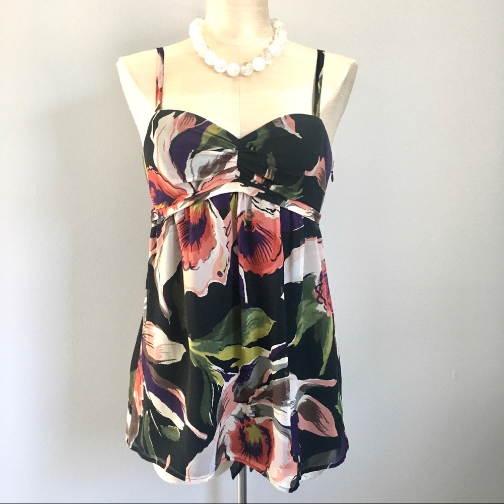 Ted Baker silk floral top with removable straps